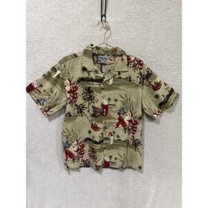 Vtg Windham Pointe Men Medium Santa Claus Christmas Golf Holiday Button Up Shirt